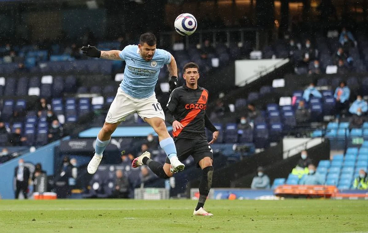 Soccer Football - Premier League - Manchester City v Everton - Etihad Stadium, Manchester, Britain - May 23, 2021 Manchester City's Sergio Aguero scores their fifth goal Pool via REUTERS/Carl Recine