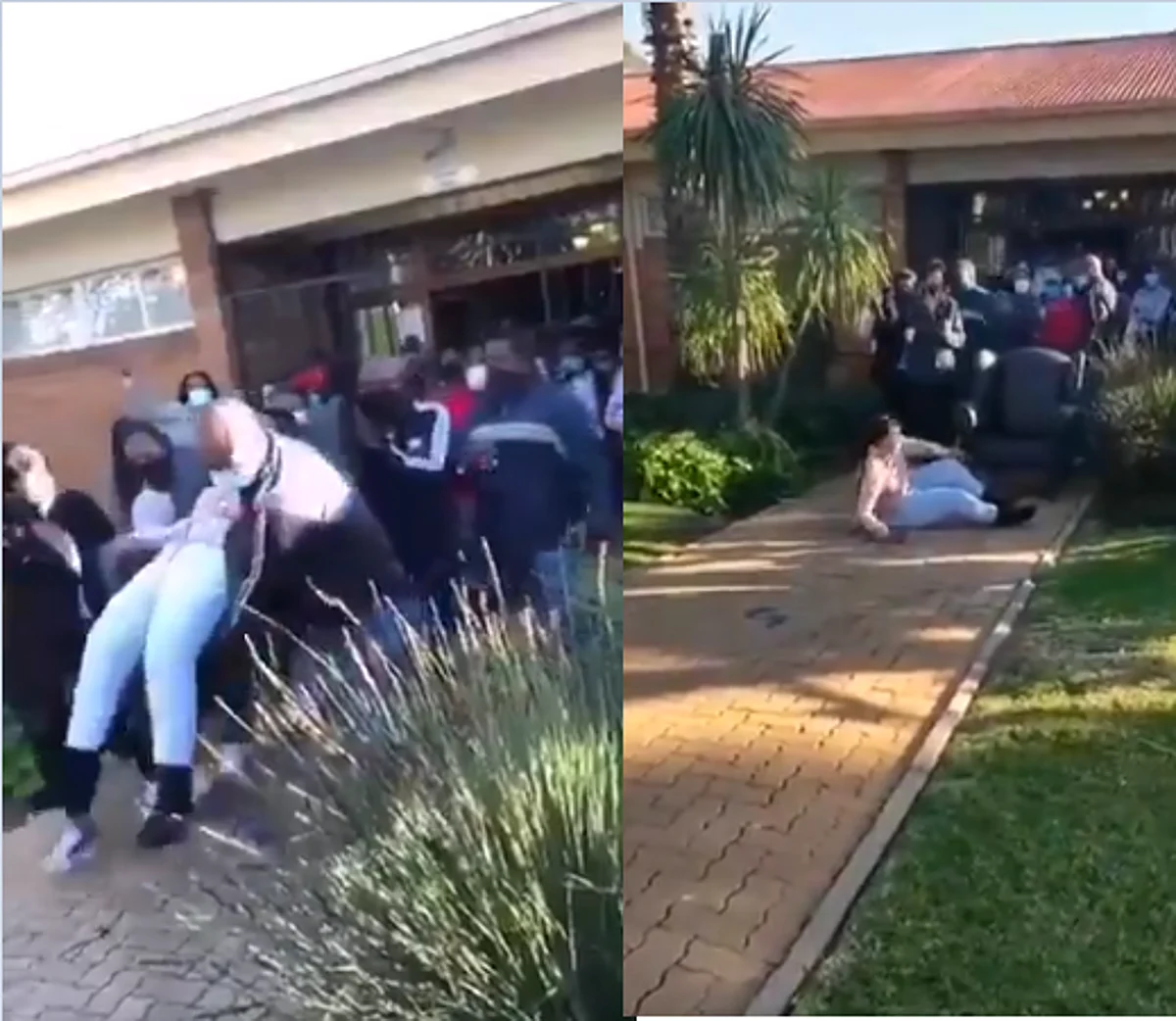 VIDEO: Angry parents bundle headteacher out of school over alleged financial mismanagement