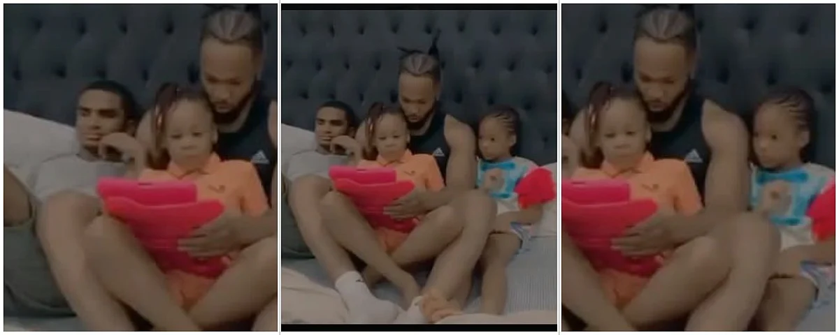 VIDEO: Flavour shares adorable moment with kids