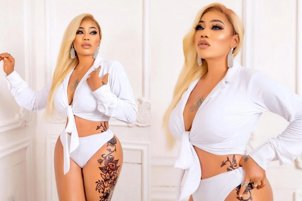 PHOTOS: Toyin Lawani shares racy tattoo on thigh