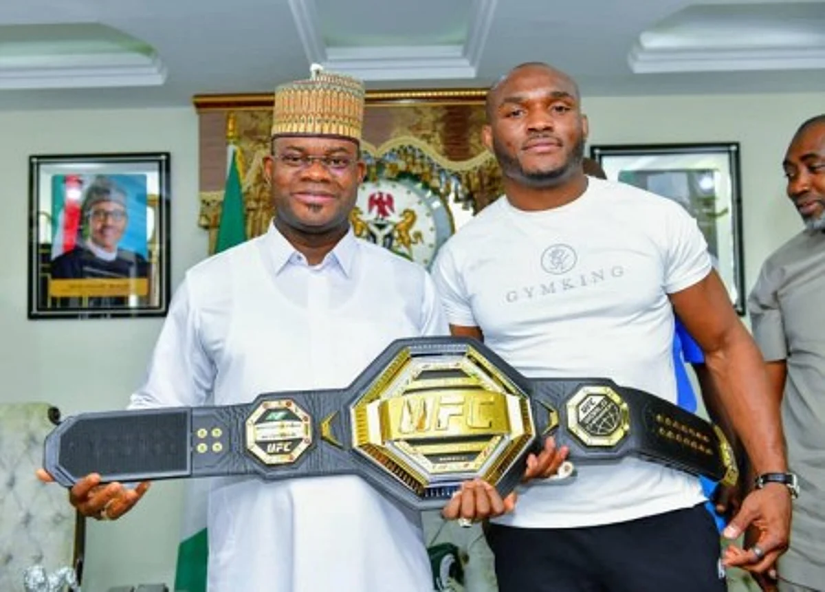 PHOTOS: Nigerian UFC Star, Kamaru Usman, meets Governor Yahaya Bello