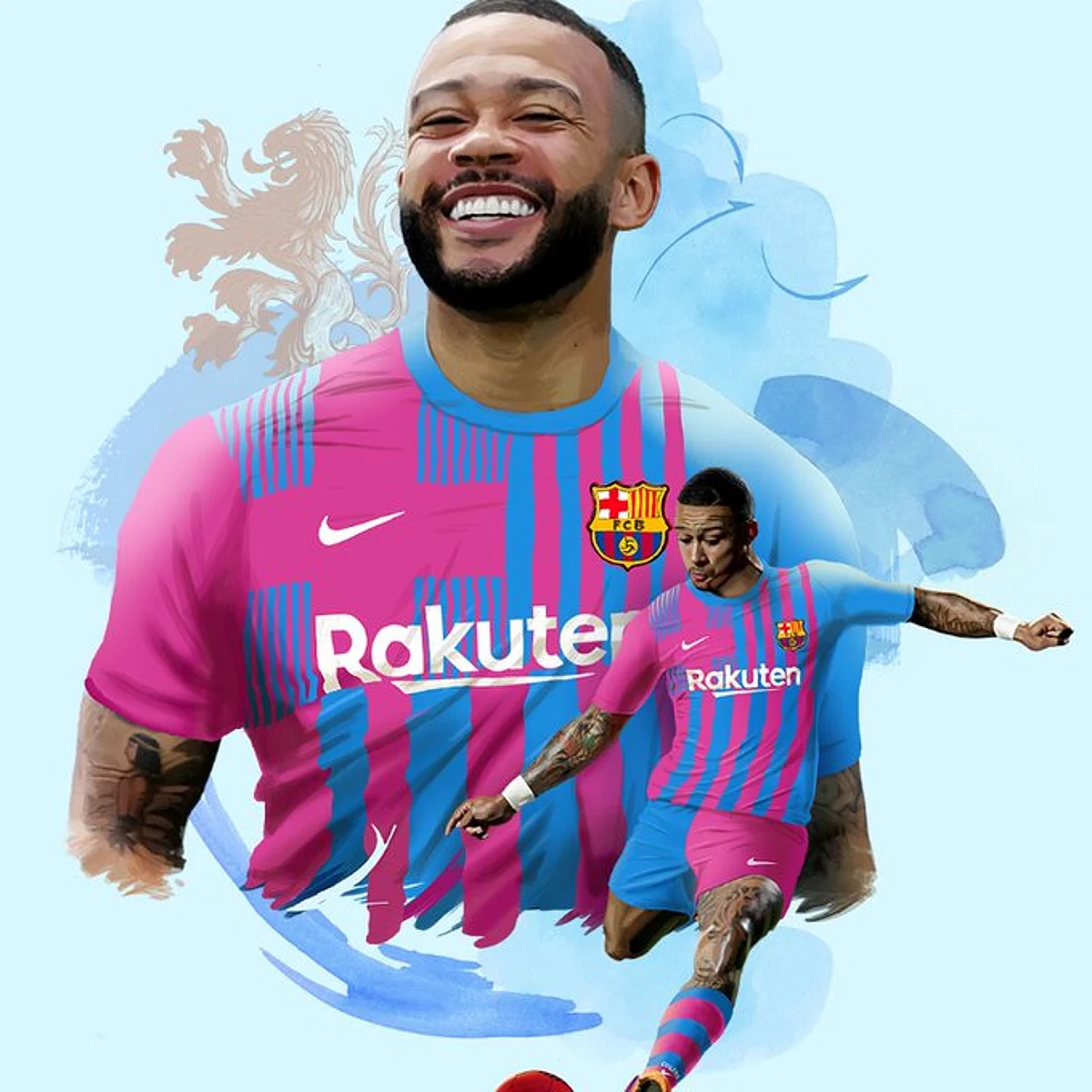 Memphis Depay signs for Barcelona