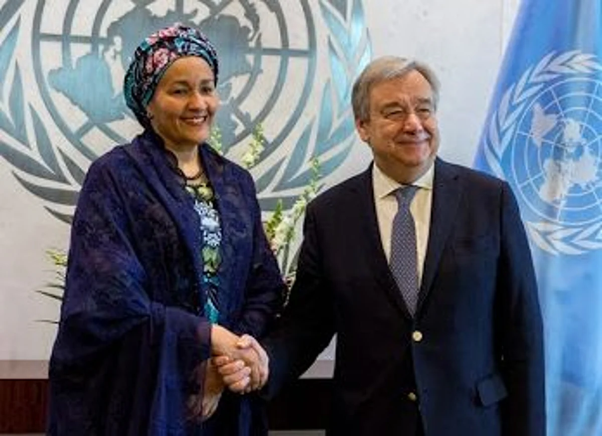 United Nations Secretary General, Antonio Guterres, and his Deputy, Amina Mohammed