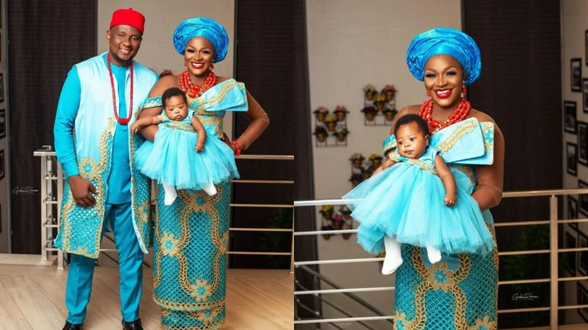 PHOTOS/VIDEOS: Actress Chacha Eke and husband, Austin dedicate their baby in church