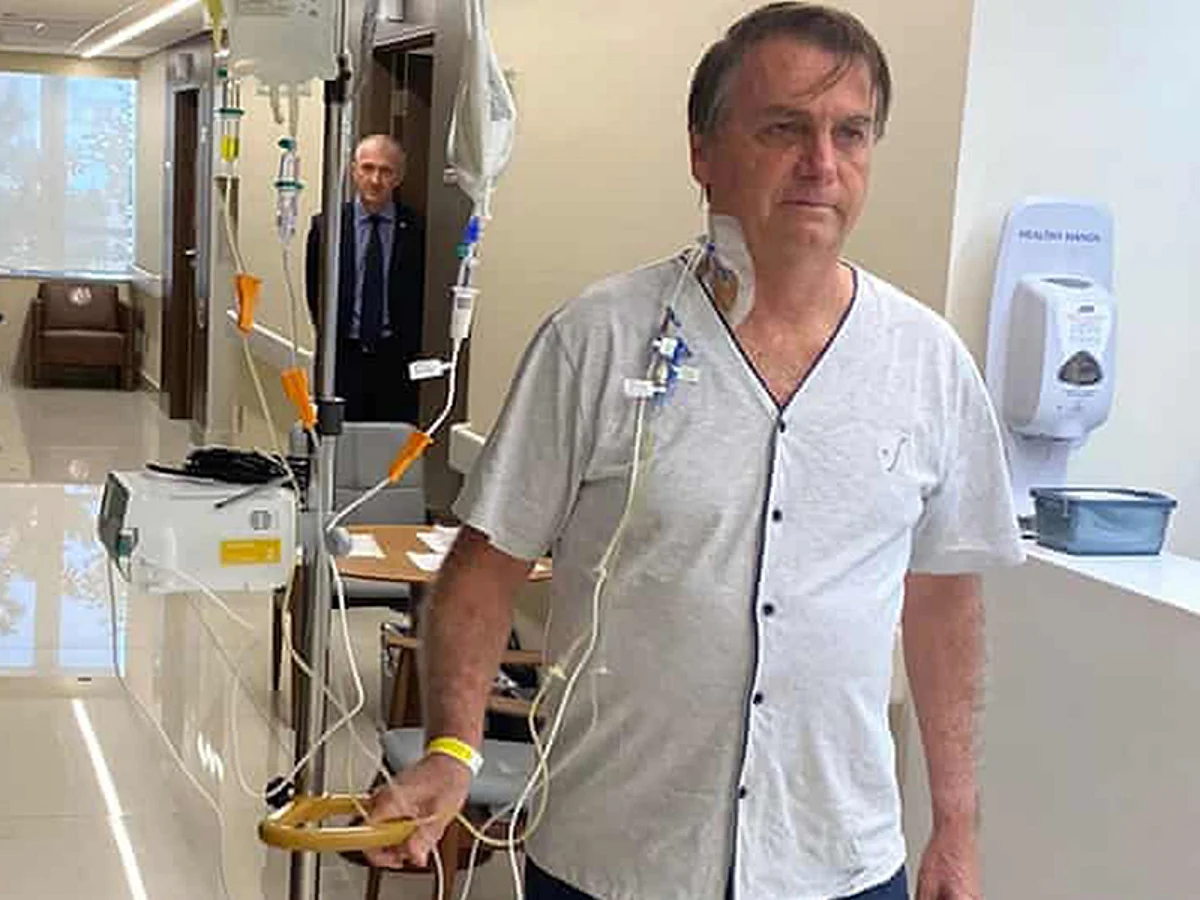 Jair Bolsonaro at the Vila Nova Star hospital in São Paulo, in an image released by his Twitter account. Photograph: Jair Bolsonaro's official Twitte/AFP/Getty Images