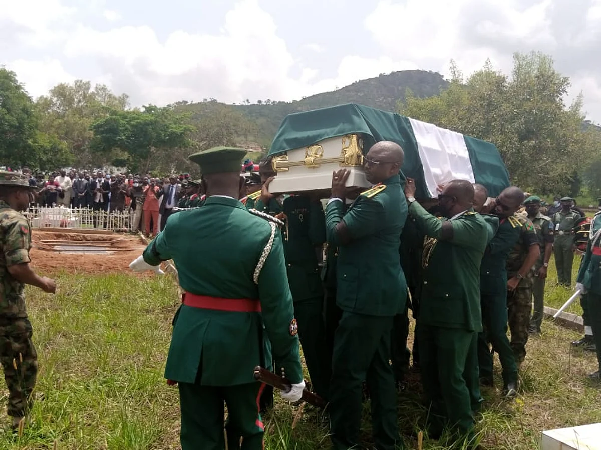 PHOTO: Army commander killed by land mine during raid on Boko Haram buried amid tears