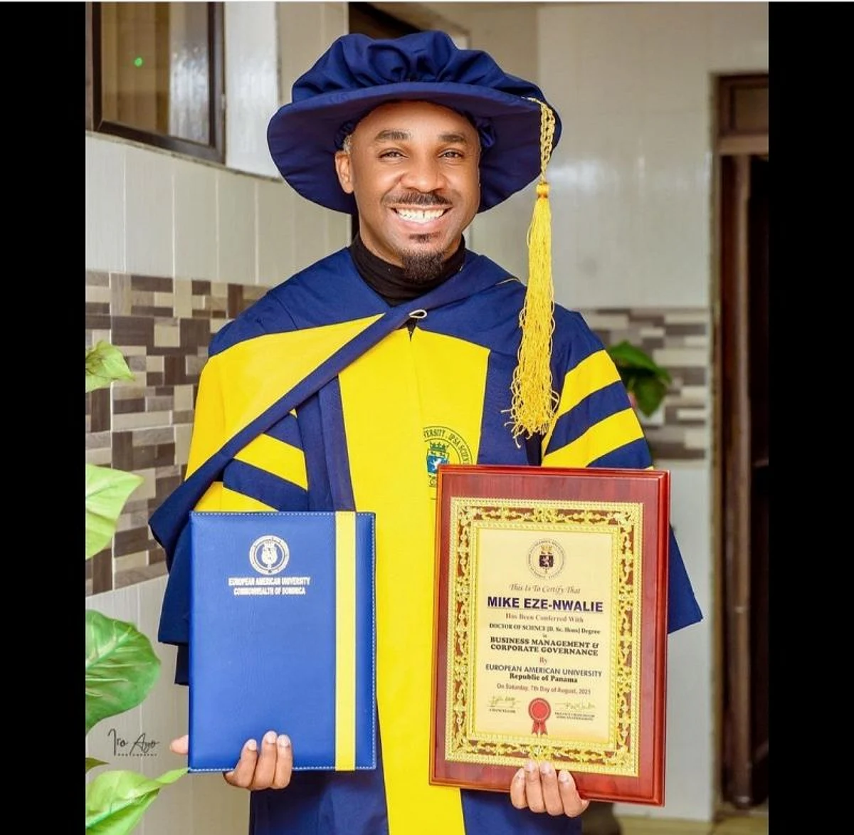 PHOTOS: Socialite, Pretty Mike, bags PhD in Business Management