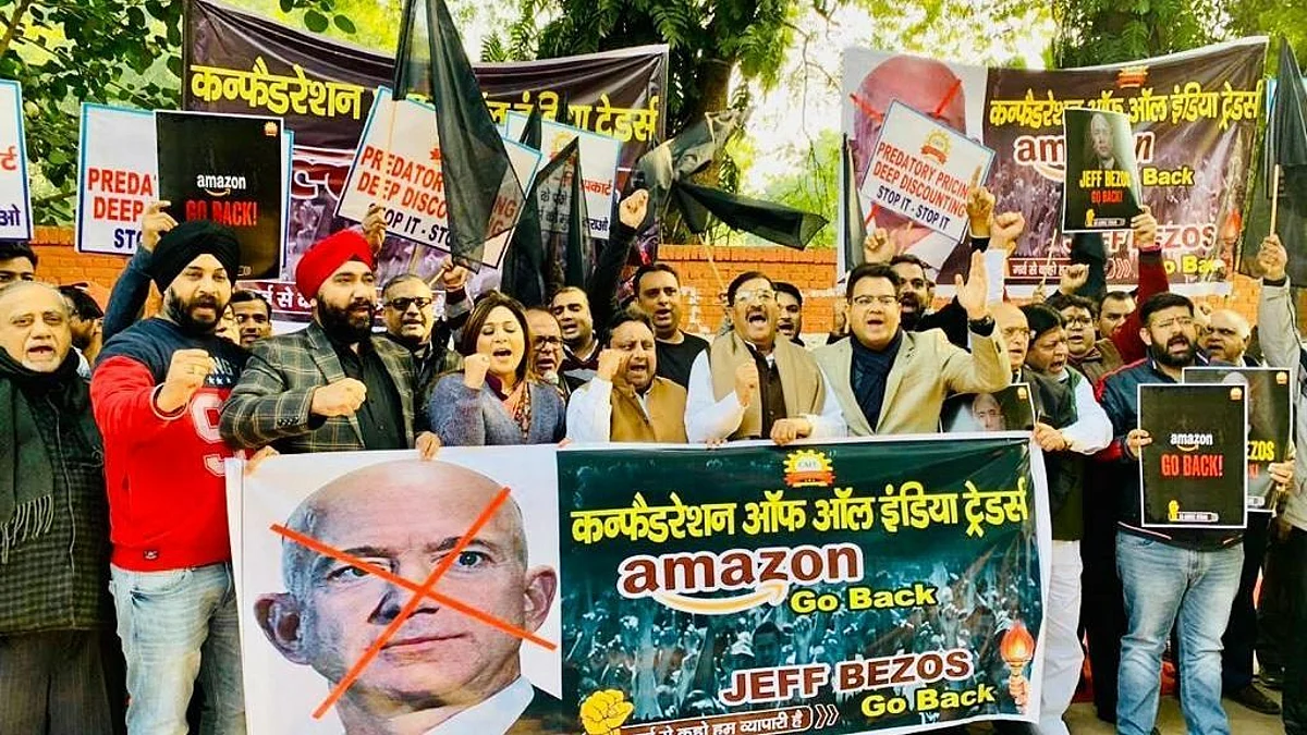 1,200 से अधिक शहरों में Amazon के खिलाफ देशभर के व्यापारियों का विरोध प्रदर्शन