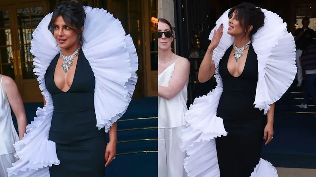 ब्लैक एंड व्हाइट रफल्ड ड्रेस में Priyanka Chopra का ग्लैमरस लुक वायरल, पेरिस में दिखा रहीं अपने हुस्न का जलवा
