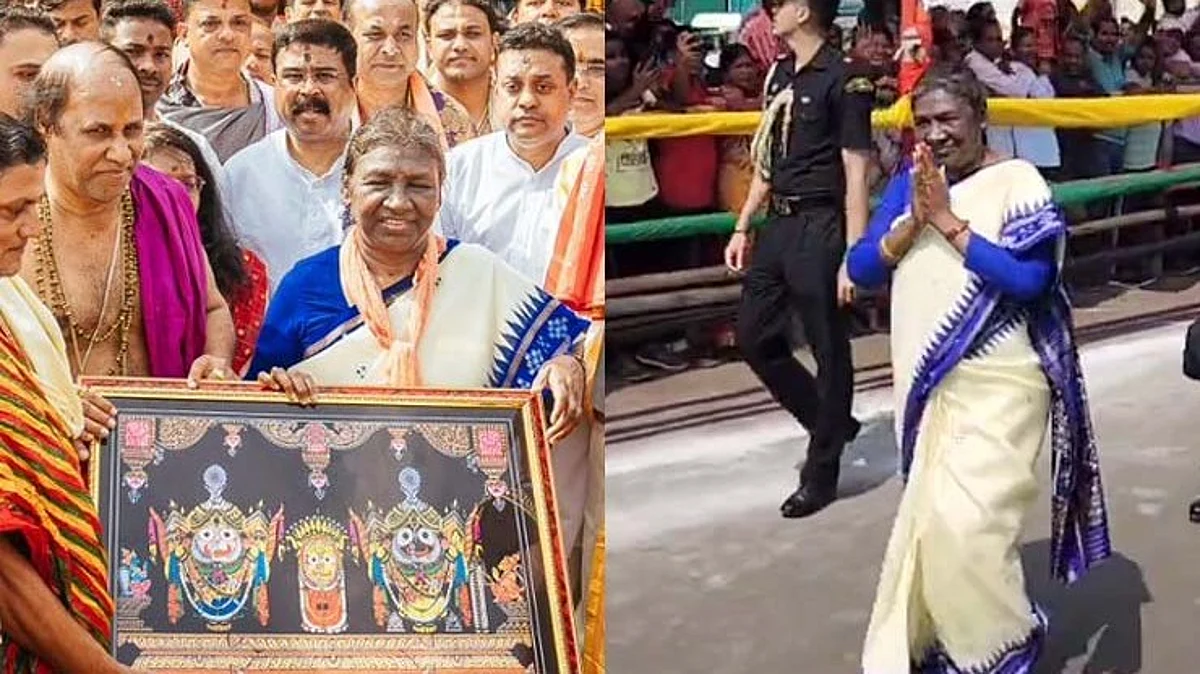 राष्ट्रपति द्रौपदी मुर्मू ने किए पुरी के श्रीजगन्नाथ मंदिर के दर्शन, तुलसी माला दी व दीप प्रज्वलित किया